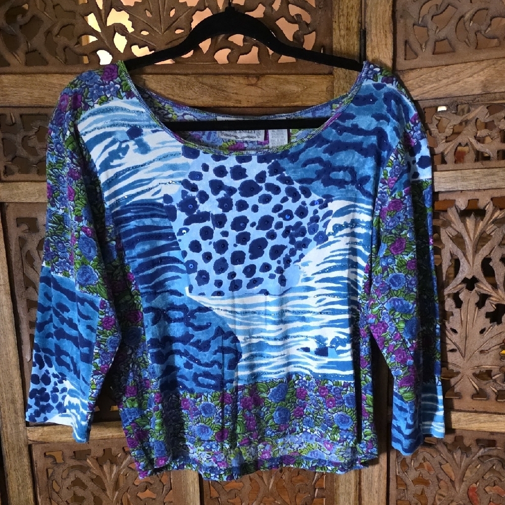 🌟 Jane Ashley Blue and Purple Long Sleeve Top